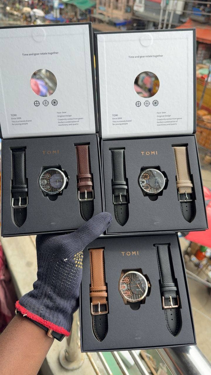 Quality Tomi watch with double Gear Double strap